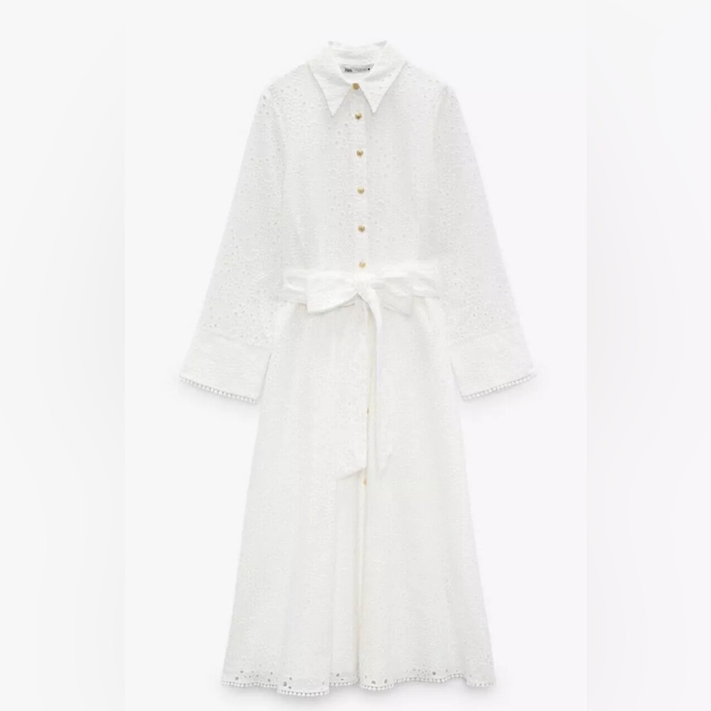 Zara White Eyelet Maxi Dress